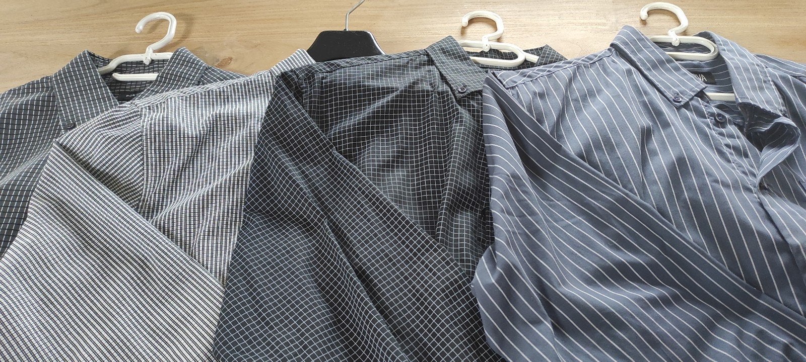 4 Heren Overhemden Lange Mouw Button-Down Kraag Maat L NIEUW, Ophalen of Verzenden, Nieuw, Grijs