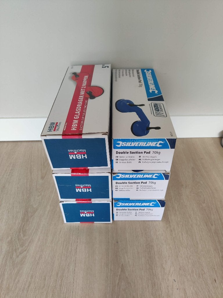 6 x dubbele zuignap / glasdrager, Doe-het-zelf en Verbouw, Gereedschap | Handgereedschap, Ophalen of Verzenden, Zo goed als nieuw