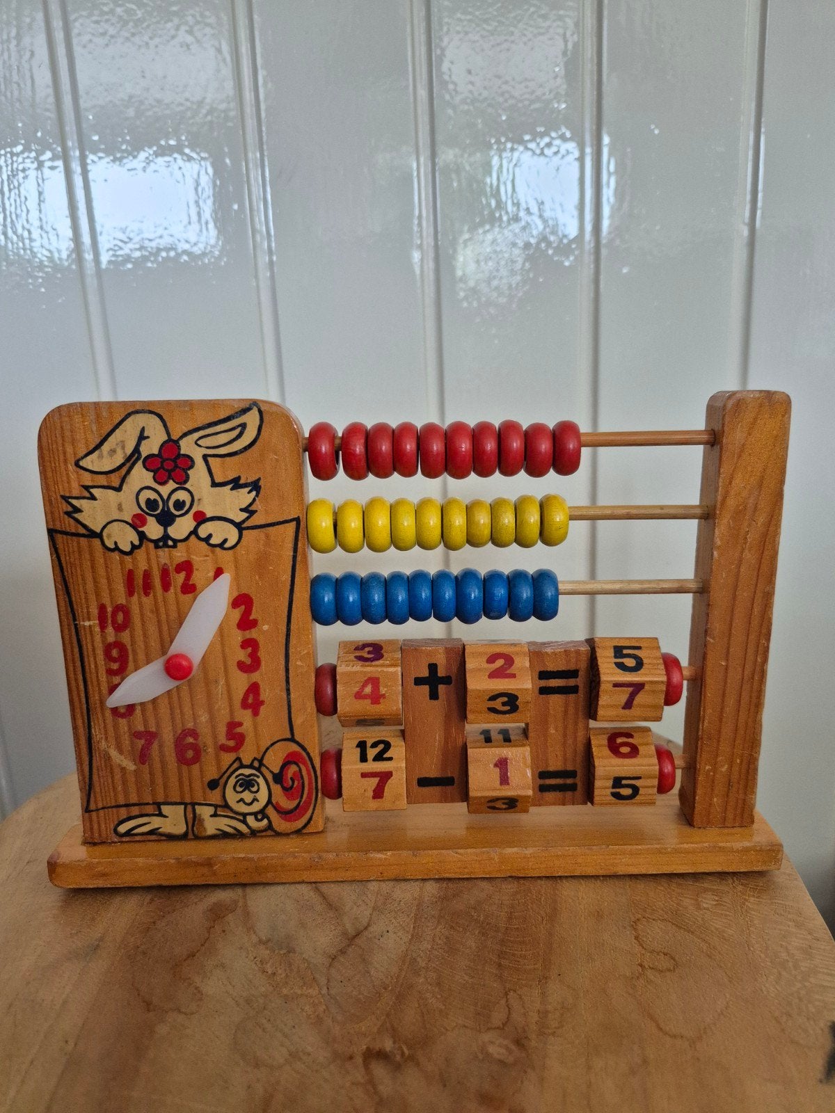 Houten Telraam met Klok en Rekenblokken, Ophalen of Verzenden, Gebruikt