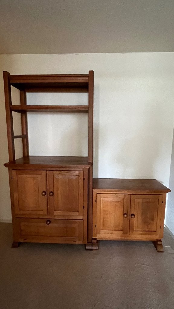 Vintage eiken wandkast handgemaakt, Ophalen, Gebruikt, Eikenhout, Met deur(en)