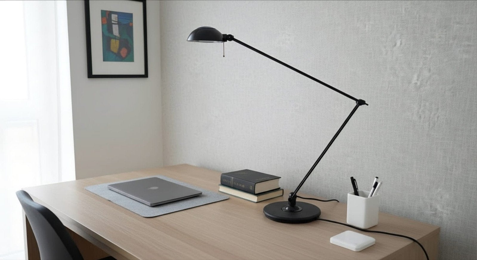 SMC Bureaulamp HD004 - Zwart, Verstelbaar, Ophalen, Bureaulamp, Overige merken, Met stekker