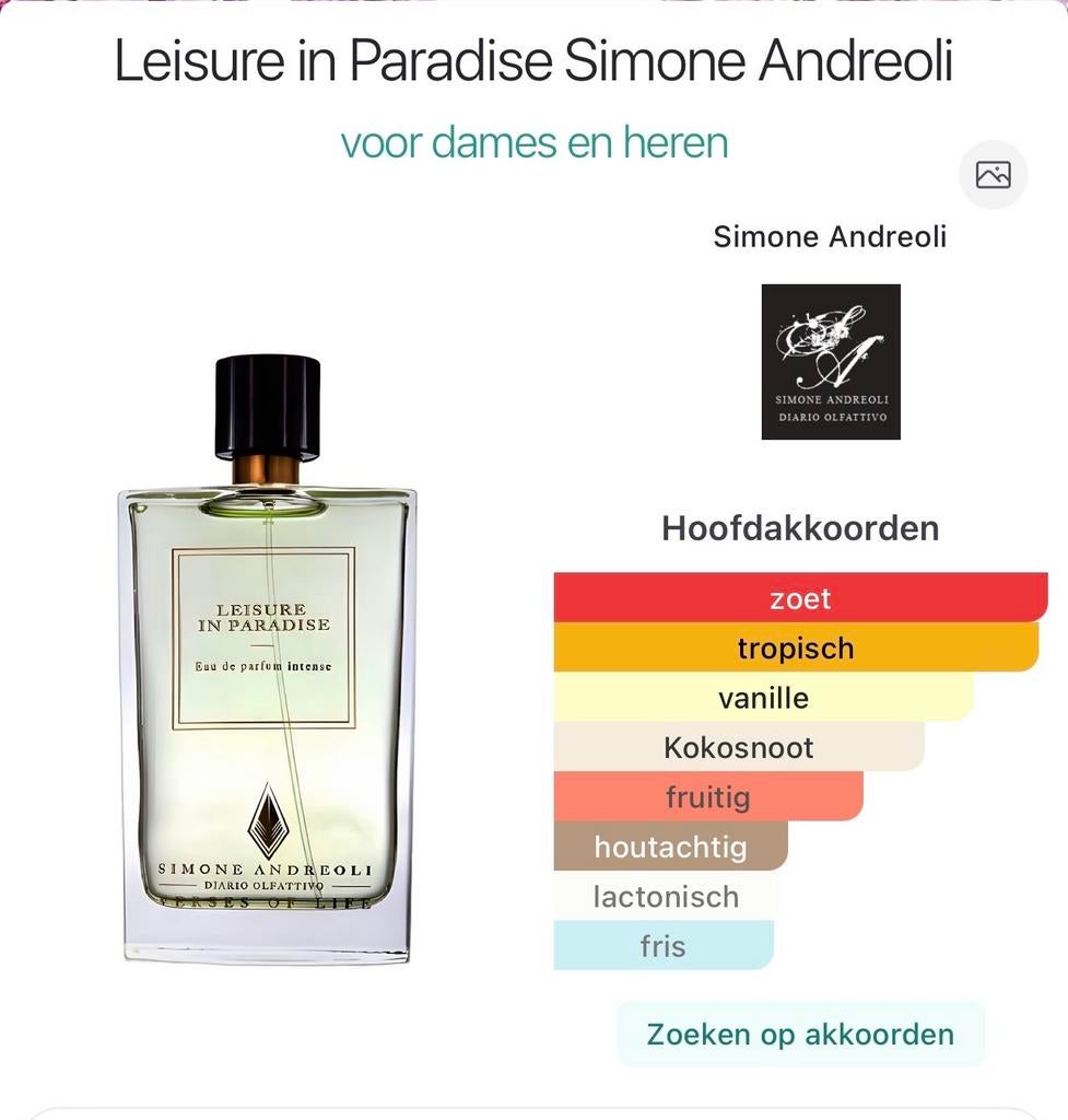 Simone Andreoli Leisure in Paradise Eau de Parfum Intense, Sieraden, Tassen en Uiterlijk, Uiterlijk | Parfum, Ophalen of Verzenden