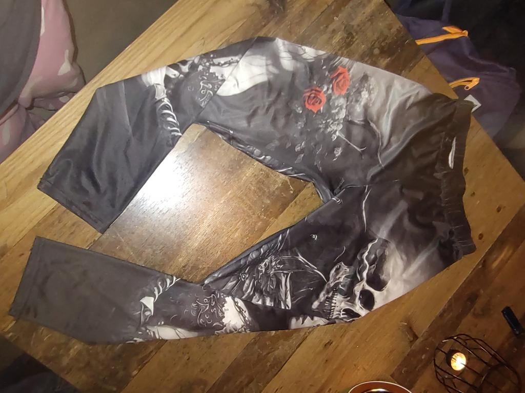 Legging met schedel- en rozenprint, Legging, Zwart, Overige maten, Ophalen of Verzenden