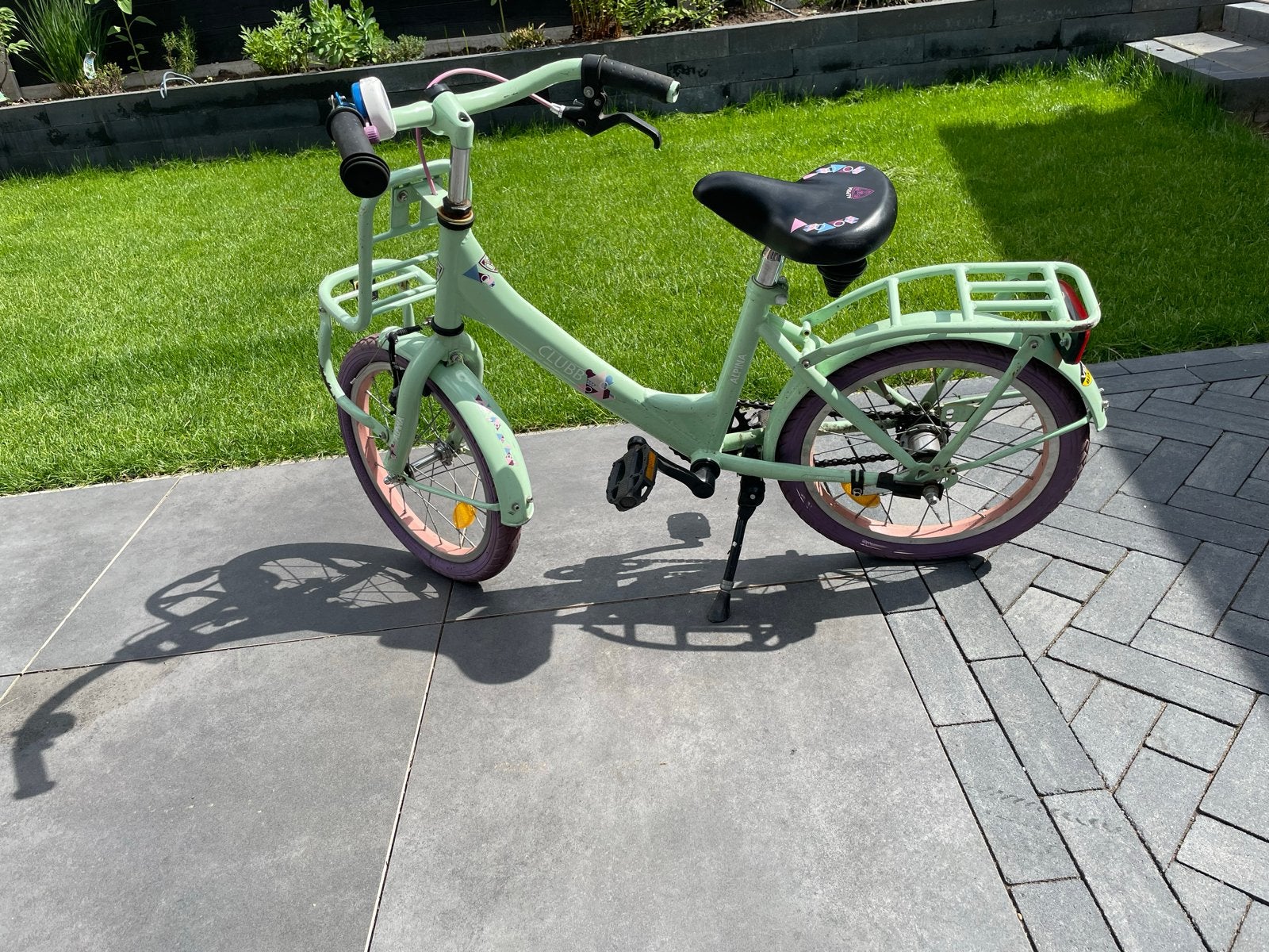 Gebruikte kinderfiets - Lichtgroen, Ophalen, Gebruikt, Terugtraprem, Minder dan 16 inch