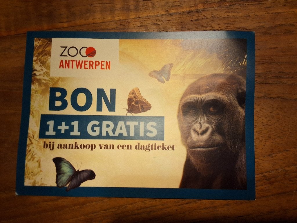 Kortingskaart zoo antwerpen 2 stuks., Twee personen, Kortingskaart