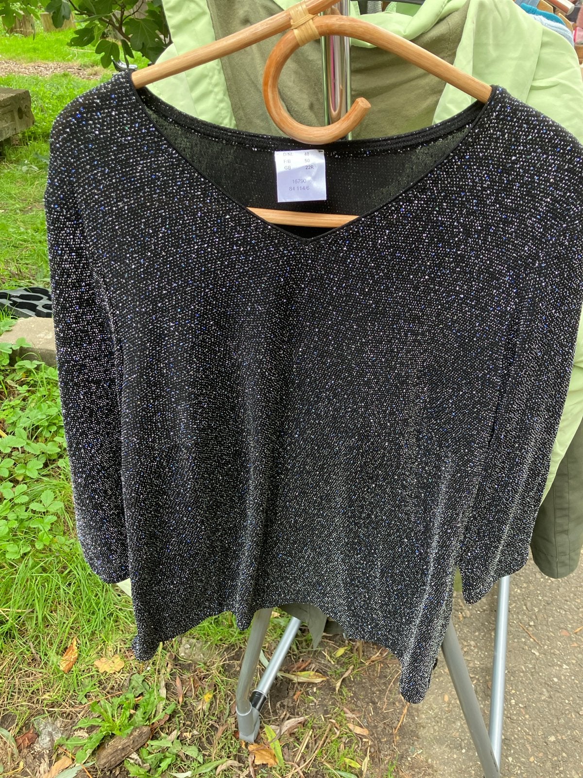 Zwarte glitter top met lange mouwen - Maat 48, Zwart, Maat 46/48 (XL) of groter, Nieuw, Ophalen of Verzenden