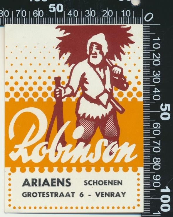 Sticker: Ariaens Schoenen - Robinson - Venray, Ophalen of Verzenden, Zo goed als nieuw, Bedrijf of Vereniging