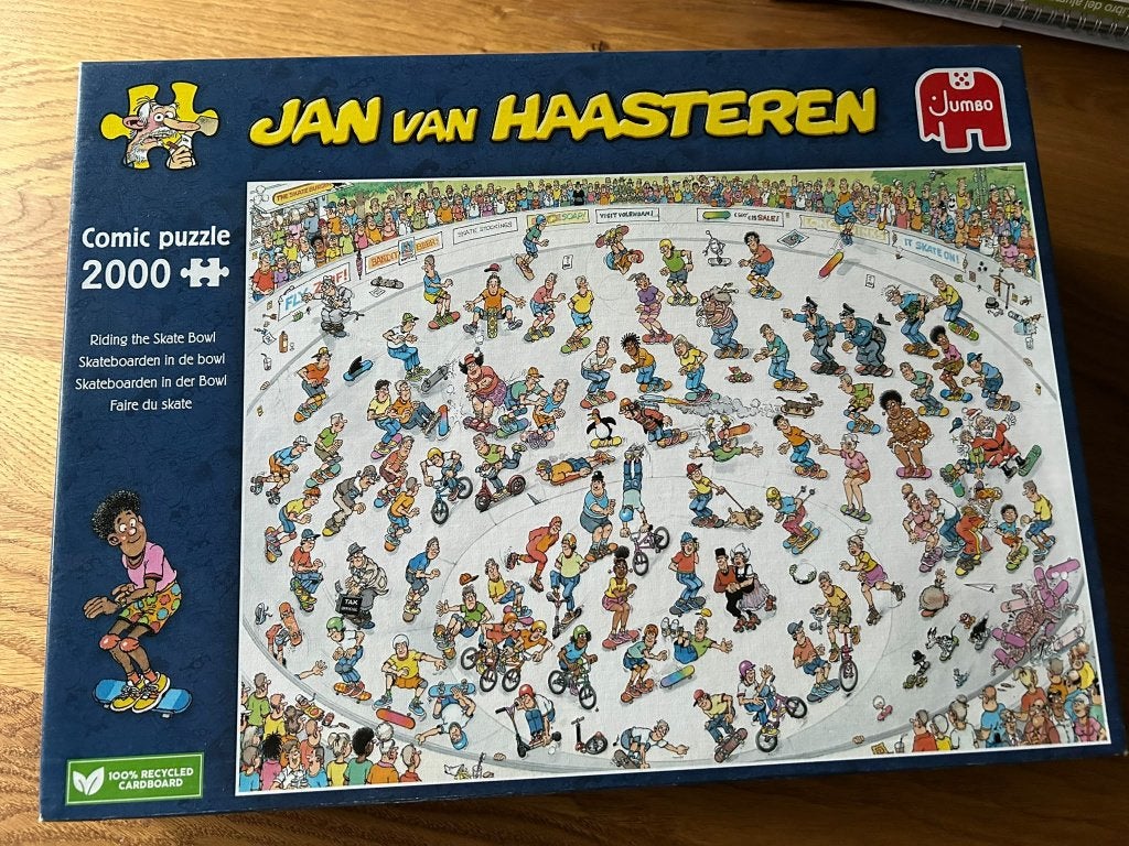 Jan van Haasteren, 2.000 stukjes, Skateboarden in de bowl, Ophalen of Verzenden, Meer dan 1500 stukjes, Zo goed als nieuw, Legpuzzel