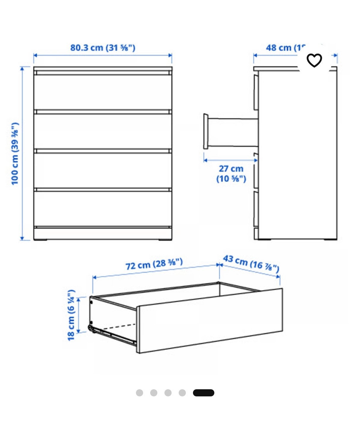 IKEA MALM Ladekast met 4 lades - 80x100 cm, Ophalen, Gebruikt, 100 tot 150 cm, 50 tot 100 cm