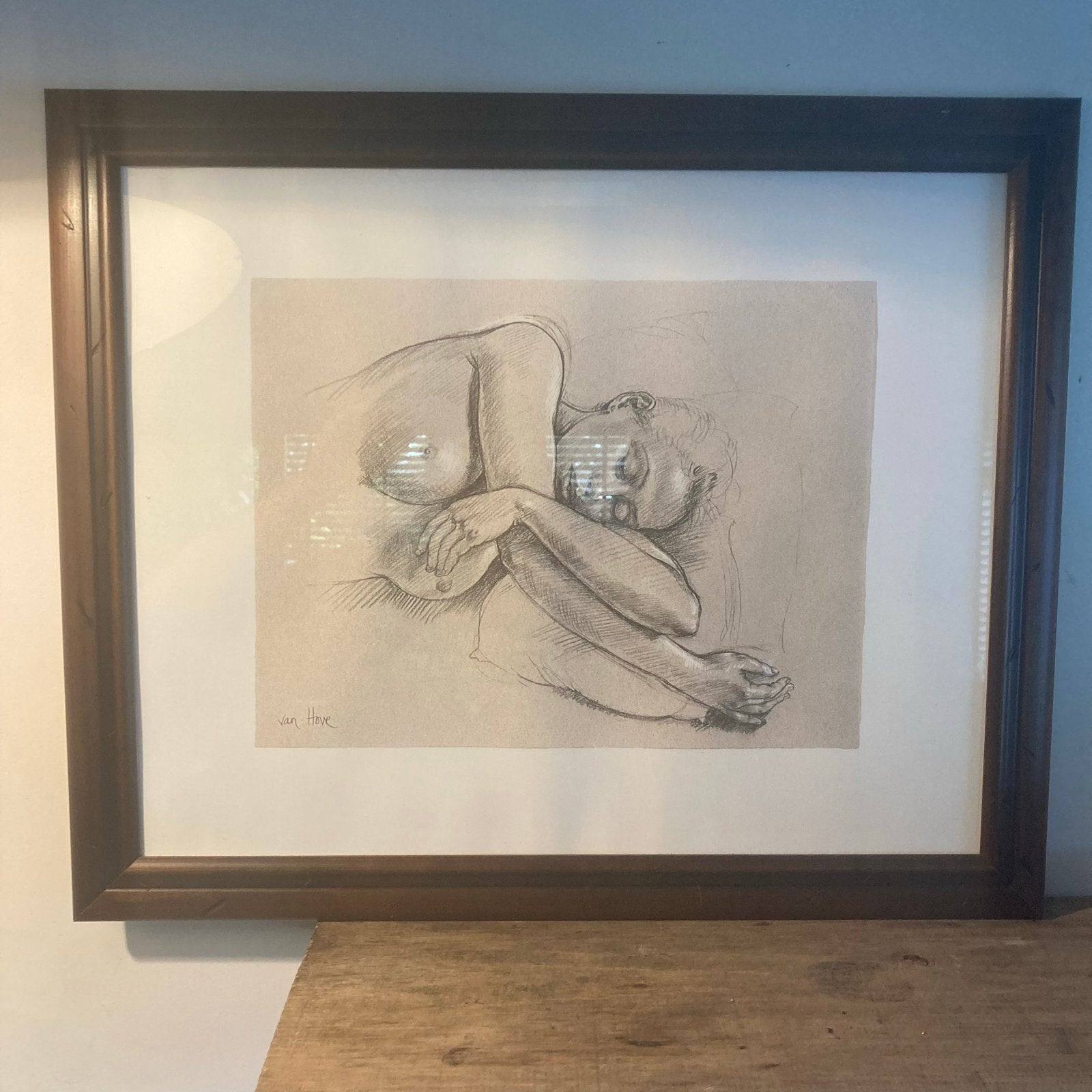 Francine Van Hove - Vrouwelijk naakt (ingelijste reproductie, Ophalen of Verzenden, Reproductie, Print/reproductie, Gesigneerd