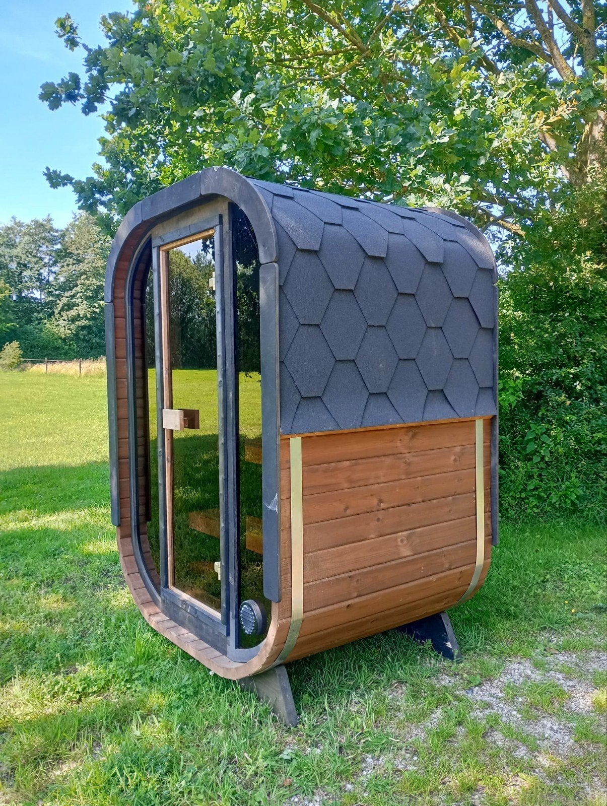 Quattrö panorama sauna 170 cm breed uit duurzaam thermohout, Ophalen, Fins of Traditioneel, Wellnessandgarden, Nieuw