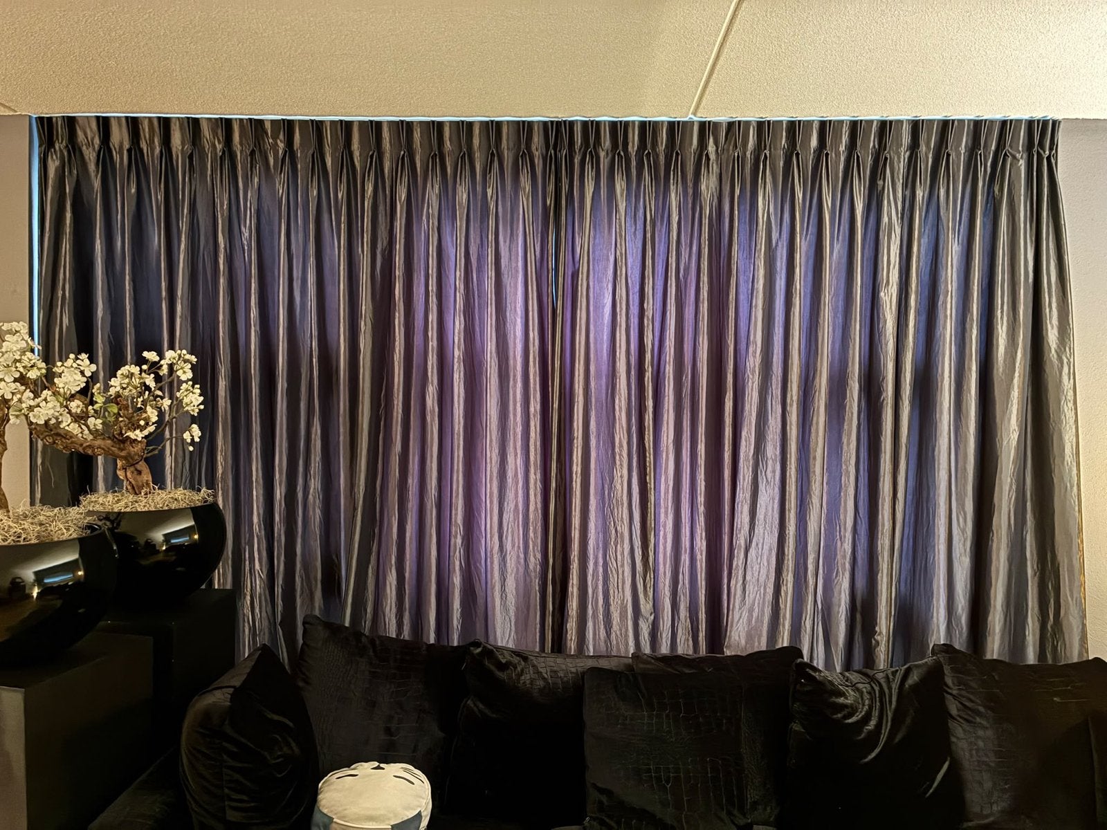 Gordijnen Antraciet/Zilverglans - 364x261 cm, Ophalen, Zo goed als nieuw, Grijs, Gordijn