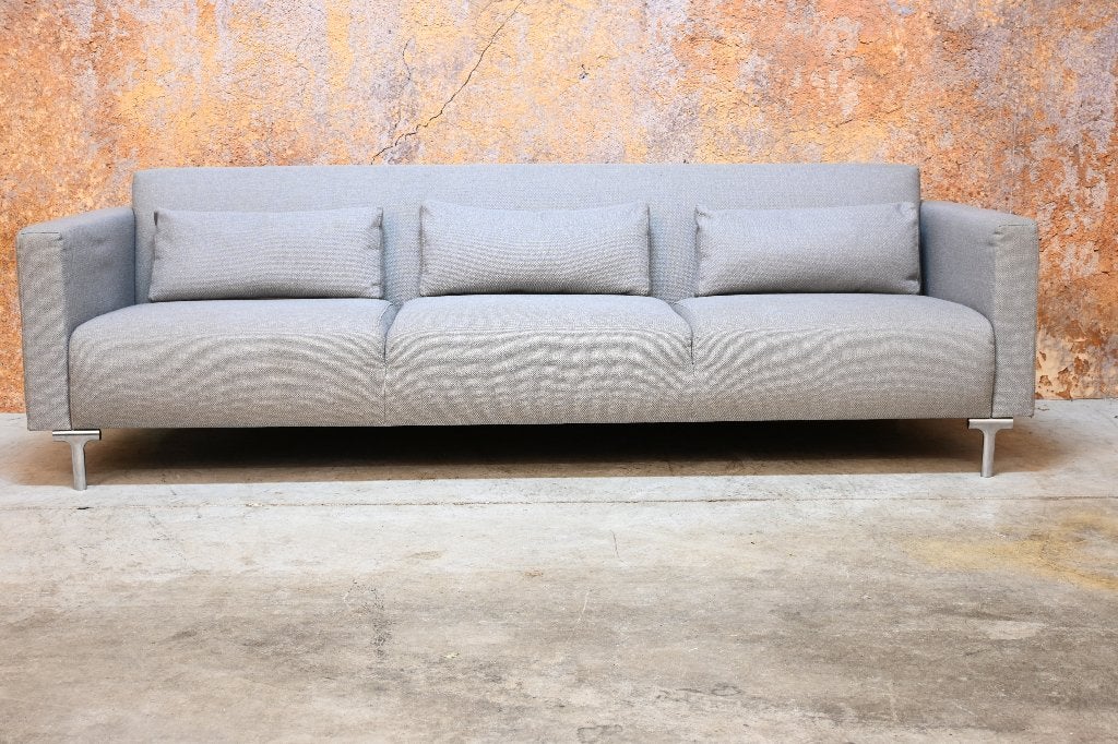 ZGANieuw grote grijze stoffen Gispen GT 925 Next designbank, Gipsen, Gipsen, 75 tot 100 cm, Ophalen of Verzenden