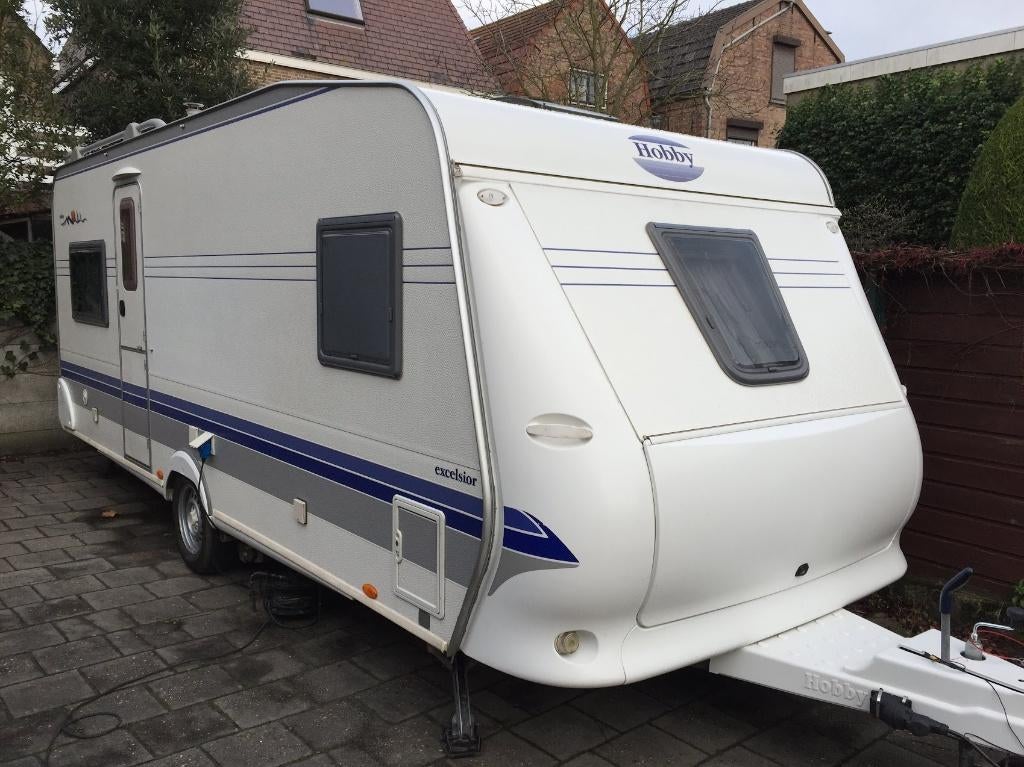 Hobby caravan Excelsior incl. mover en inventaris, Caravans en Kamperen, Caravans, Rondzit, Hobby, Frans bed, Particulier