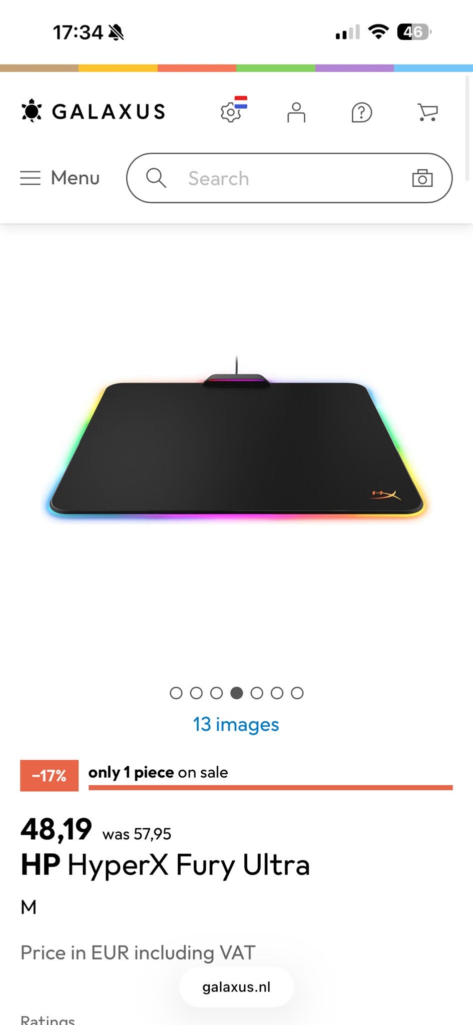 HyperX Fury Ultra RGB gaming muismat, Ophalen of Verzenden