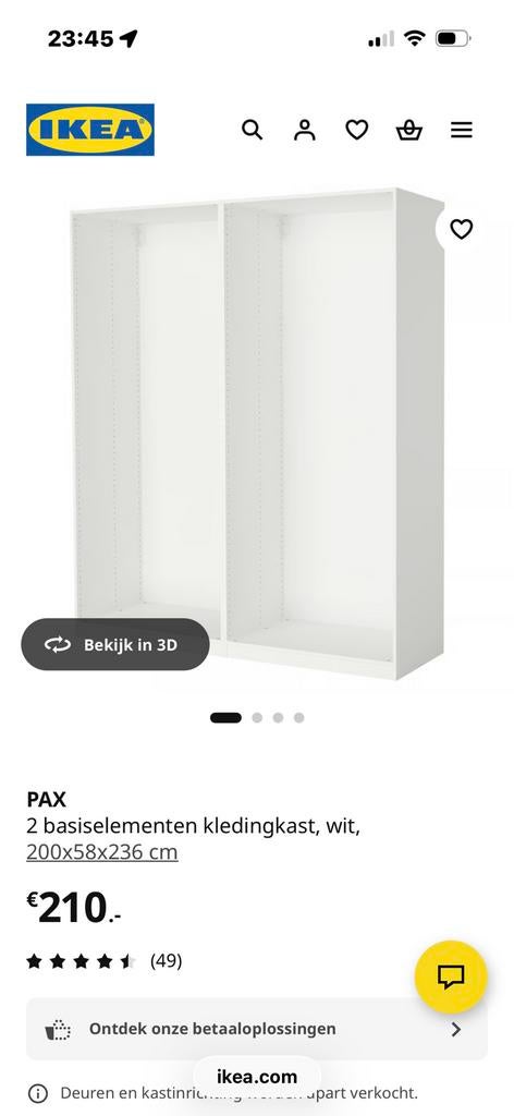 Ikea pax met hasvik schuifdeuren 200 breed/236hoog, 200 cm of meer, Zweeds, Zo goed als nieuw, 200 cm of meer