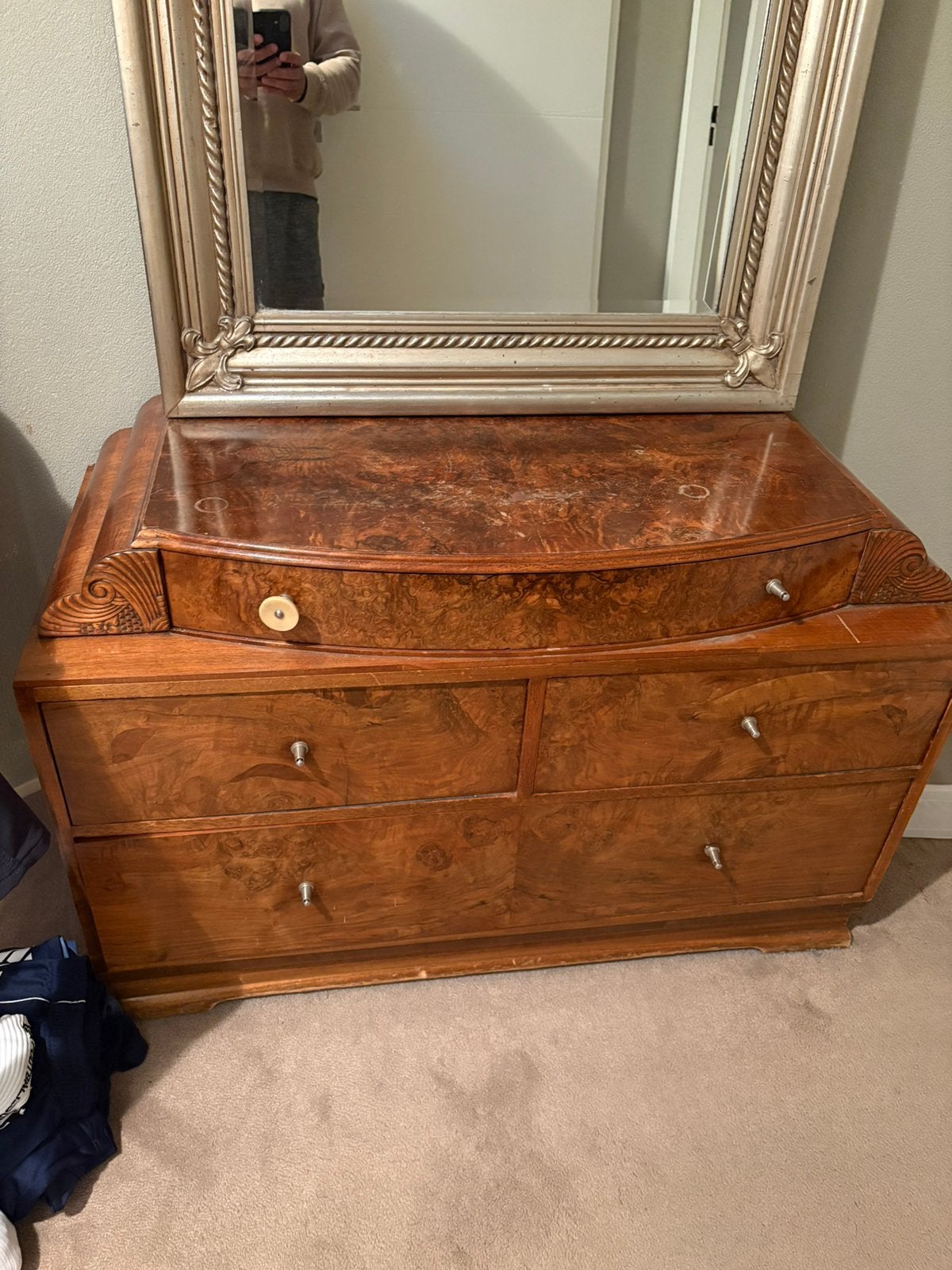 Vintage Art Deco Commode  - Houtnerf Design, Antiek en Kunst, Ophalen