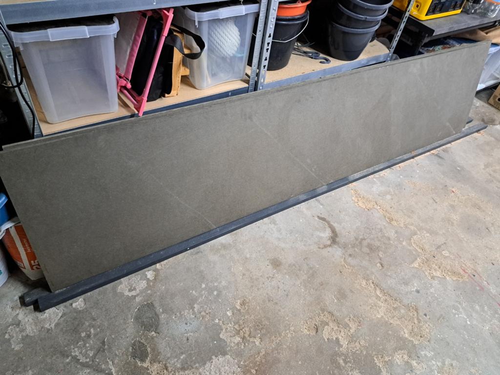 MDF platen zwart/grijs 267x60x1,8, Ophalen, Gebruikt, Overige materialen, Minder dan 20 mm