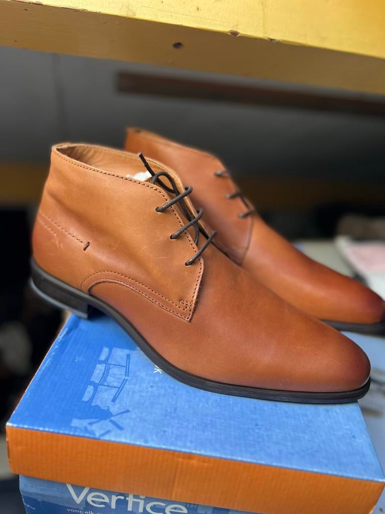 Nieuwe Vertice Leren Boots - Cognac maat 45, Ophalen of Verzenden, Nieuw, Bruin, Boots