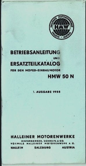 HMW 50N handleiding onderdelenlijst bromfiets 1955, Fietsen en Brommers, Verzenden, Zo goed als nieuw