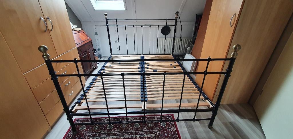 Spijlenbed VT wonen 160x200, Ophalen, Gebruikt, Zwart, Tweepersoons