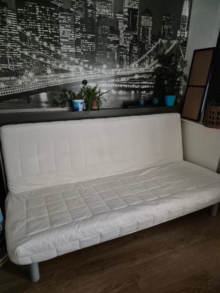 Bed slaapbank, Ophalen, Beige, Tweepersoons, 140 cm