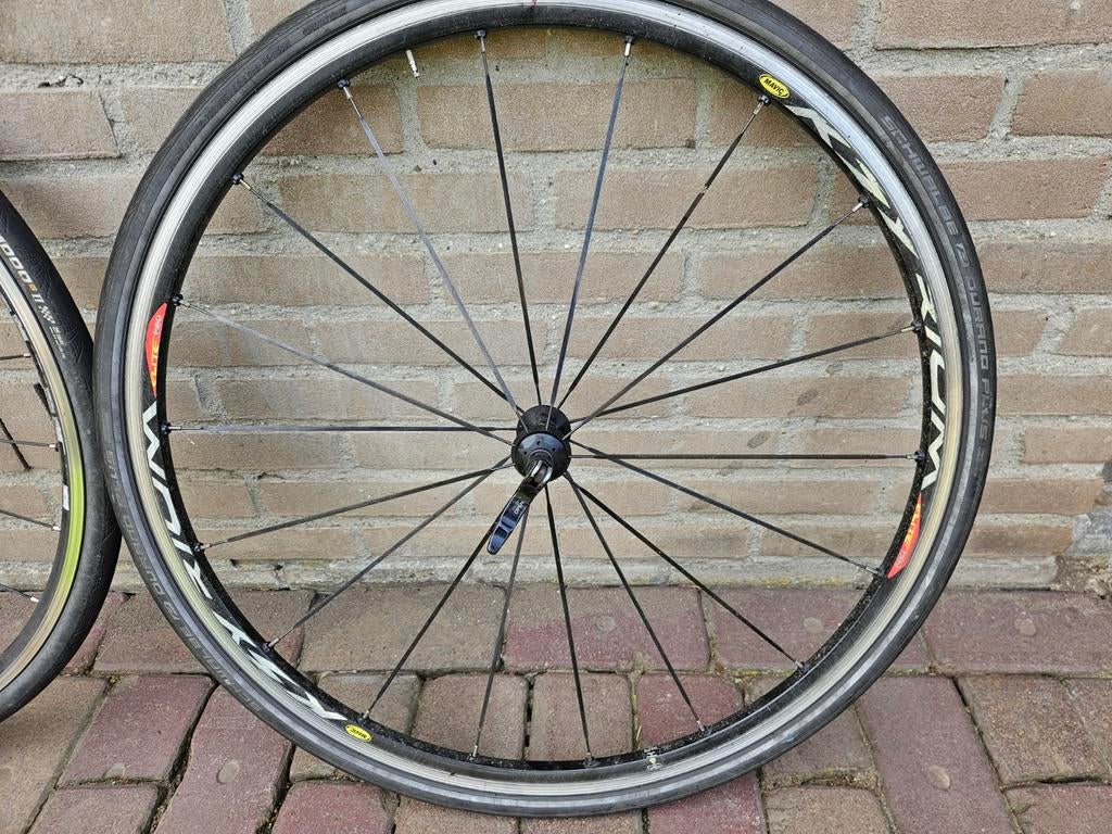 Mavic Ksyrium Elite racefiets wielen met banden, Wiel, Gebruikt, Ophalen of Verzenden, Aluminium