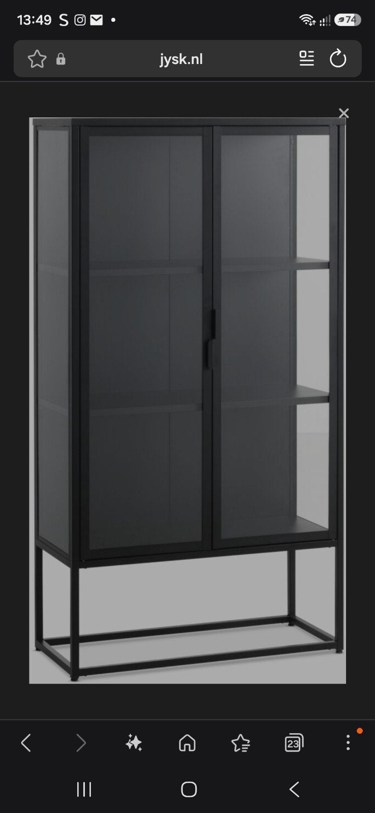 zwarte vitrine kast jysk de virum, Ophalen, Nieuw, 25 tot 50 cm, 50 tot 100 cm