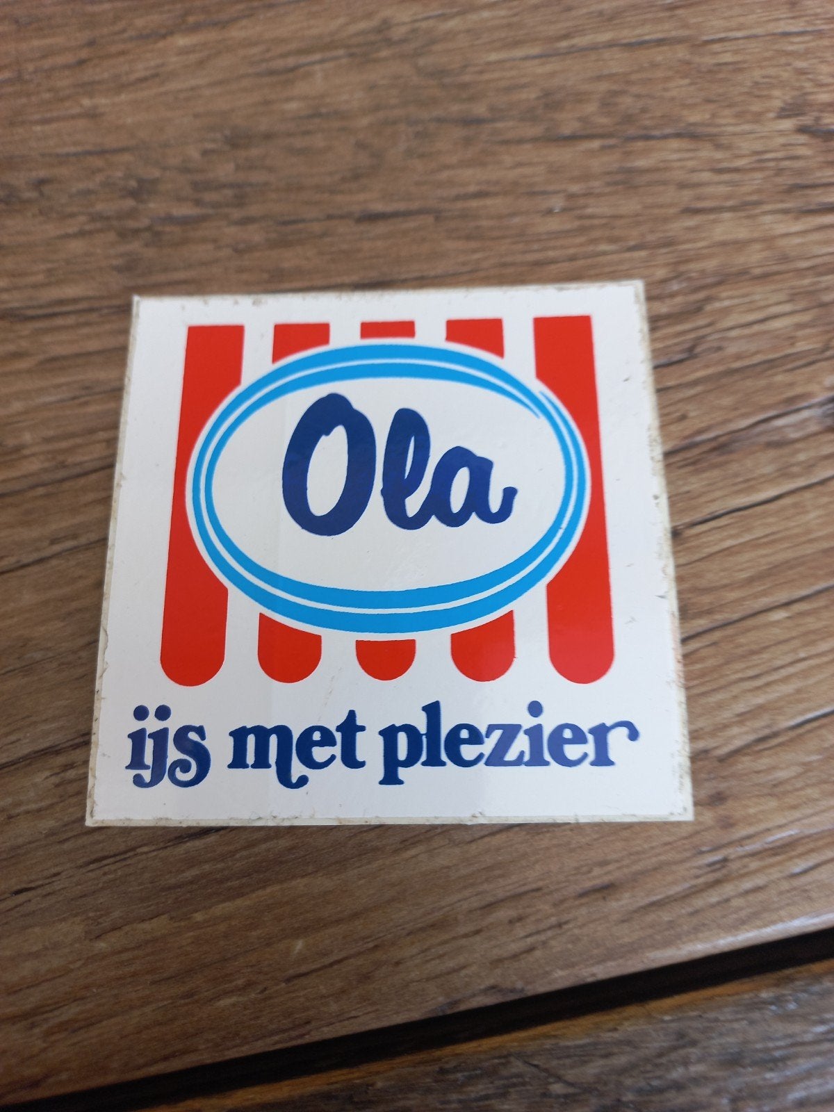 Vintage Ola ijs met plezier reclamebordje, Ophalen of Verzenden