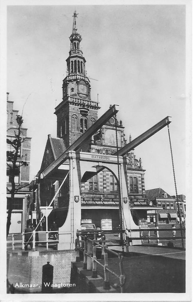Alkmaar Waagtoren., Ophalen of Verzenden, 1940 tot 1960, Gelopen, Noord-Holland