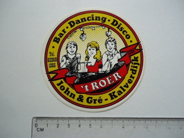 sticker oud Kalverdijk Tuitjenhorn Schagen disco T Roer retr, Verzamelen, Verzenden, Zo goed als nieuw, Bedrijf of Vereniging