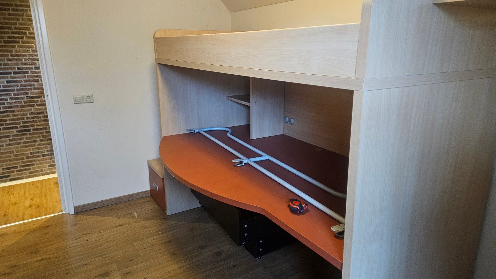 Hoogslaper 1 persoons met bureau, Ophalen, Gebruikt, Eenpersoons, 90 cm