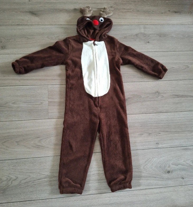 HEMA rendier onesie maat 98/104 kerstpak fleece, Kinderen en Baby's, Kinderkleding | Maat 98, Nacht- of Onderkleding, Jongen of Meisje