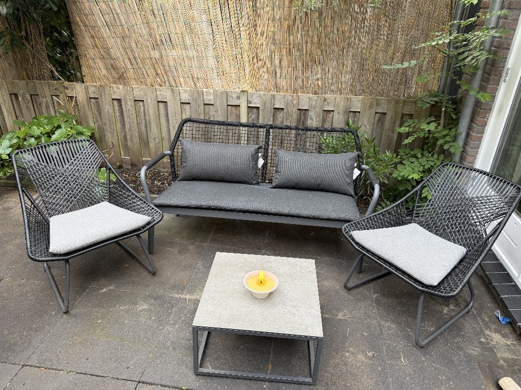 Complete 4-delige Moderne Loungeset met Beton-look Tafel, Overige materialen, Loungeset, Ophalen, 2 zitplaatsen