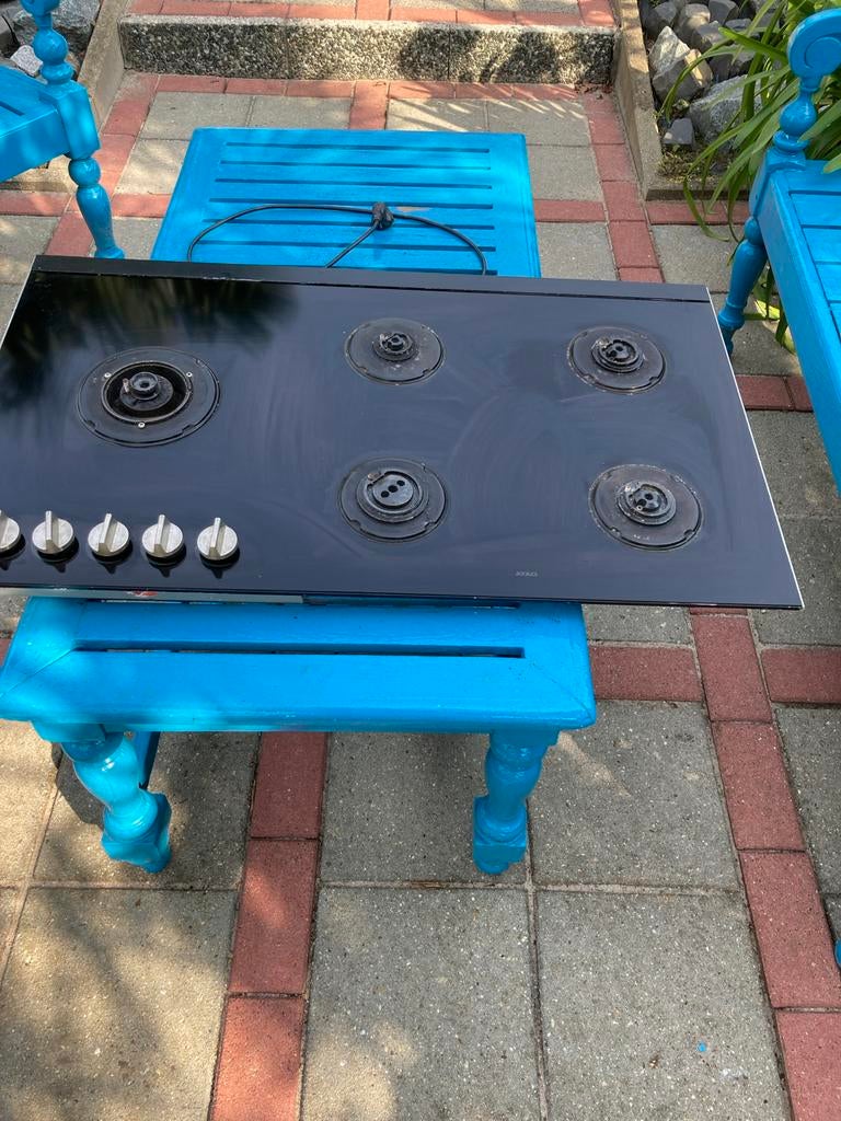 Gastoestel 90 cm met 5 branders gas op glas, Witgoed en Apparatuur, Kookplaten, Gebruikt, Ophalen of Verzenden, Inbouw, Gas