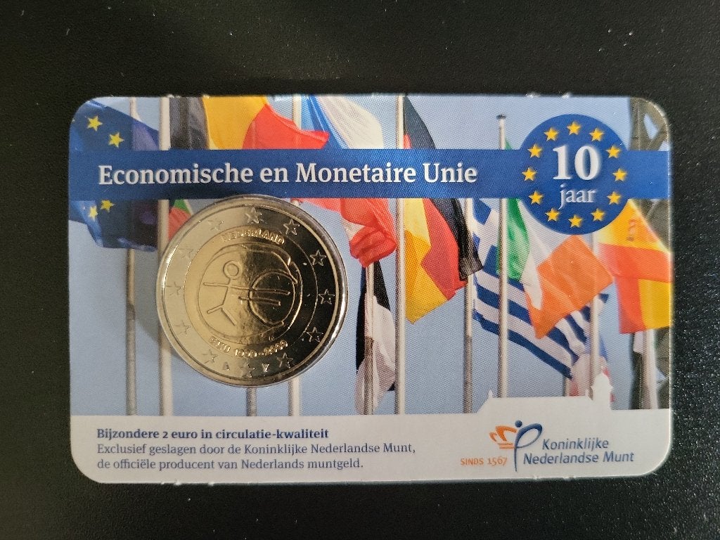 BU Coincard KNM 2 euro Nederland 2009 '10 jaar EMU' CC, Ophalen of Verzenden, Overige landen, 2 euro