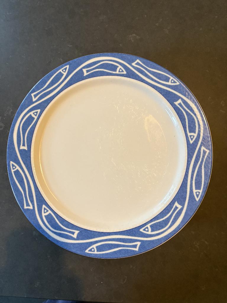 Villeroy & Boch 8 borden met vispatroon 32cm, Ophalen, Zo goed als nieuw, Bord(en), Overige stijlen