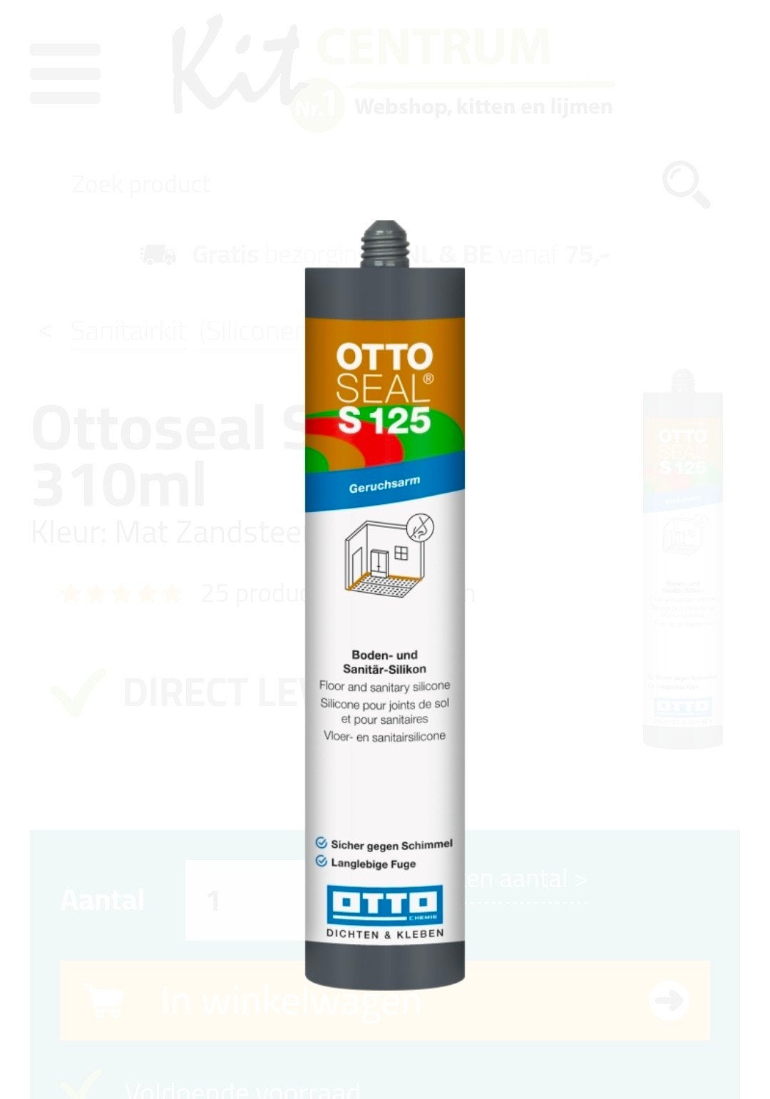Ottoseal S125 310ml
Mat Zandsteen C8165, Minder dan 4 cm, Overige materialen, Nieuw, Ophalen of Verzenden