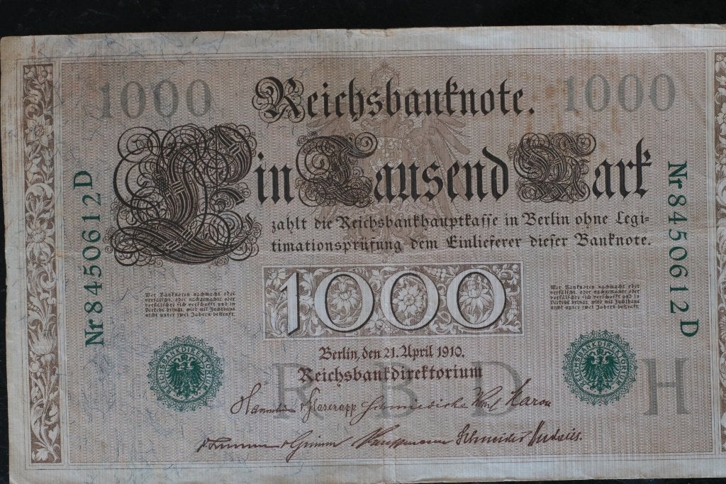 Zeldzame 1000 Mark Reichsbanknote uit 1910, Postzegels en Munten, Bankbiljetten | Europa | Niet-Eurobiljetten, Ophalen of Verzenden