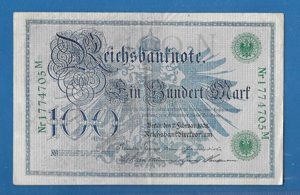 Duitsland biljet 100 Mark, Reichsbanknote - 1908, Verzenden, Duitsland, Los biljet