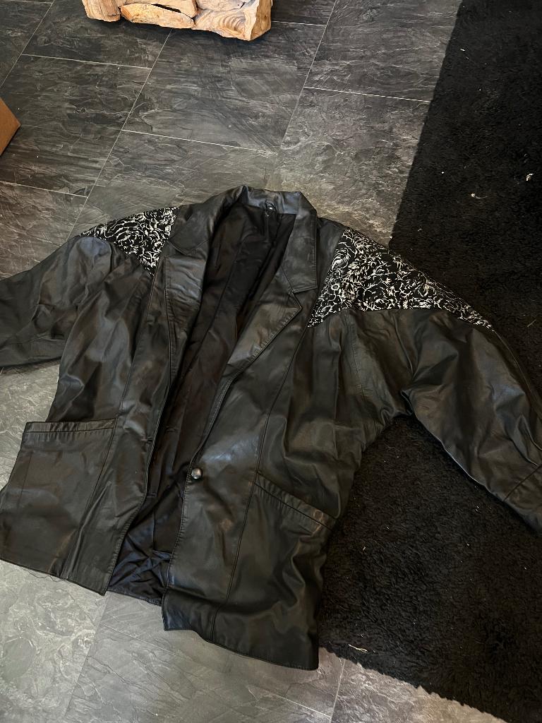vintage echt leren jas maat 46, Zwart, Maat 46/48 (XL) of groter, Ophalen of Verzenden, Zo goed als nieuw