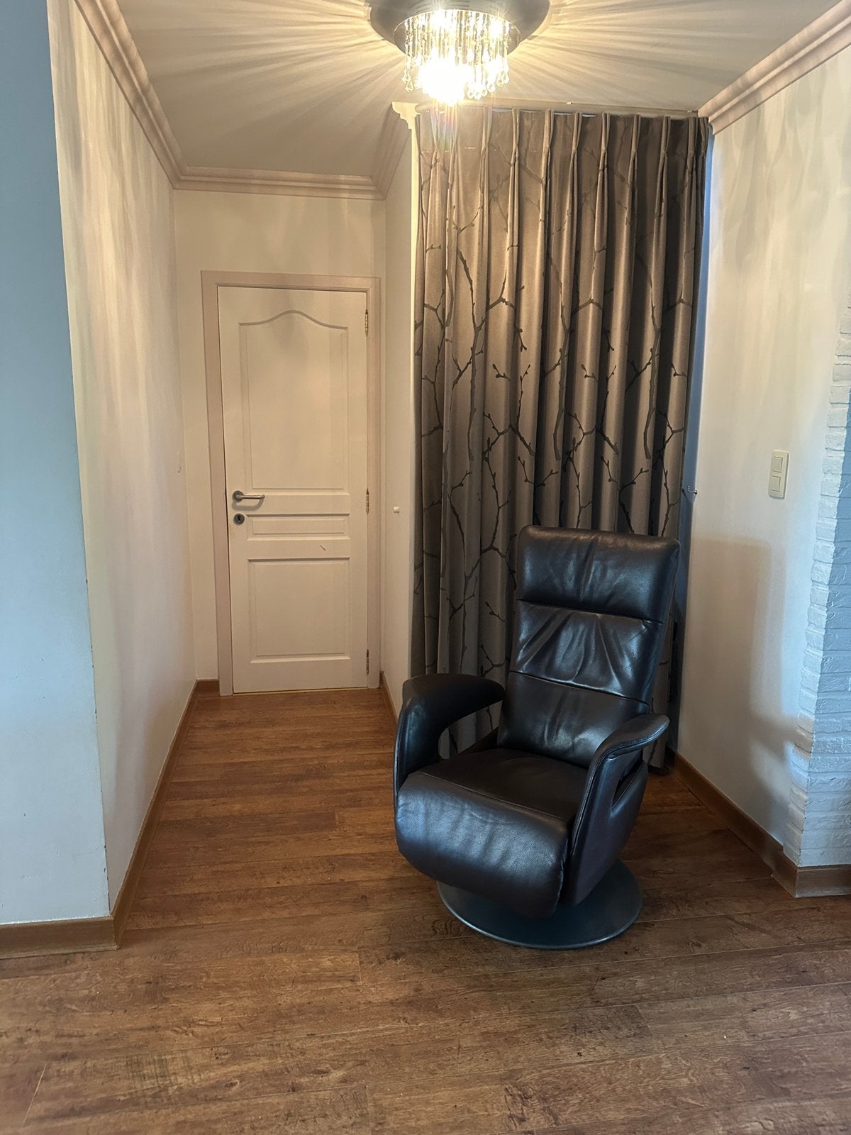 Relax fauteuil draai stoel bruin leder leer merk: Topform, Ophalen, Gebruikt, 50 tot 75 cm, Leer