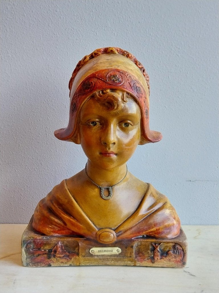 Art Deco Gipsen Buste Hollandaise De Vreese, Art deco, Gips, Buste, Ophalen of Verzenden