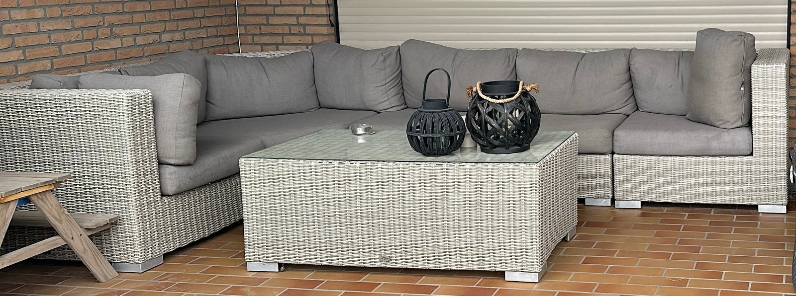 Loungeset Bois Le Duc beige, Tuin en Terras, Ophalen, Zo goed als nieuw, Loungeset, Wicker