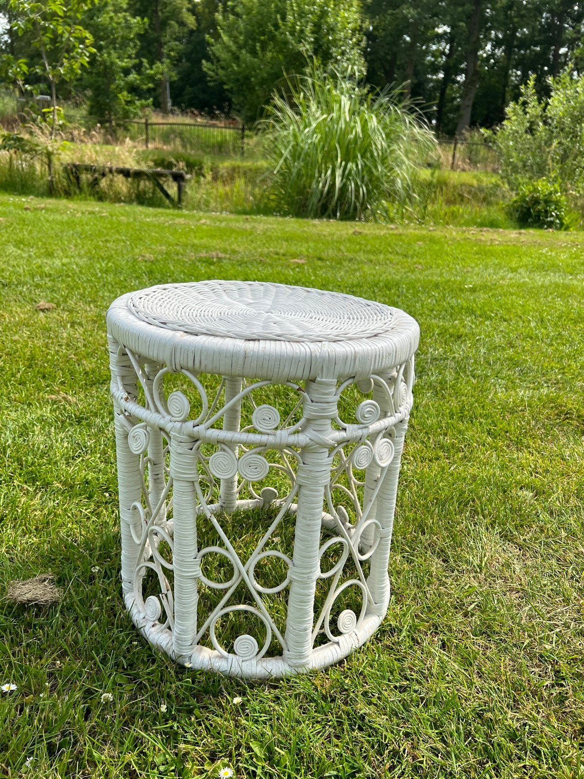 Vintage Rotan krukje | jaren 60-70, Antiek en Kunst, Curiosa en Brocante, Ophalen of Verzenden