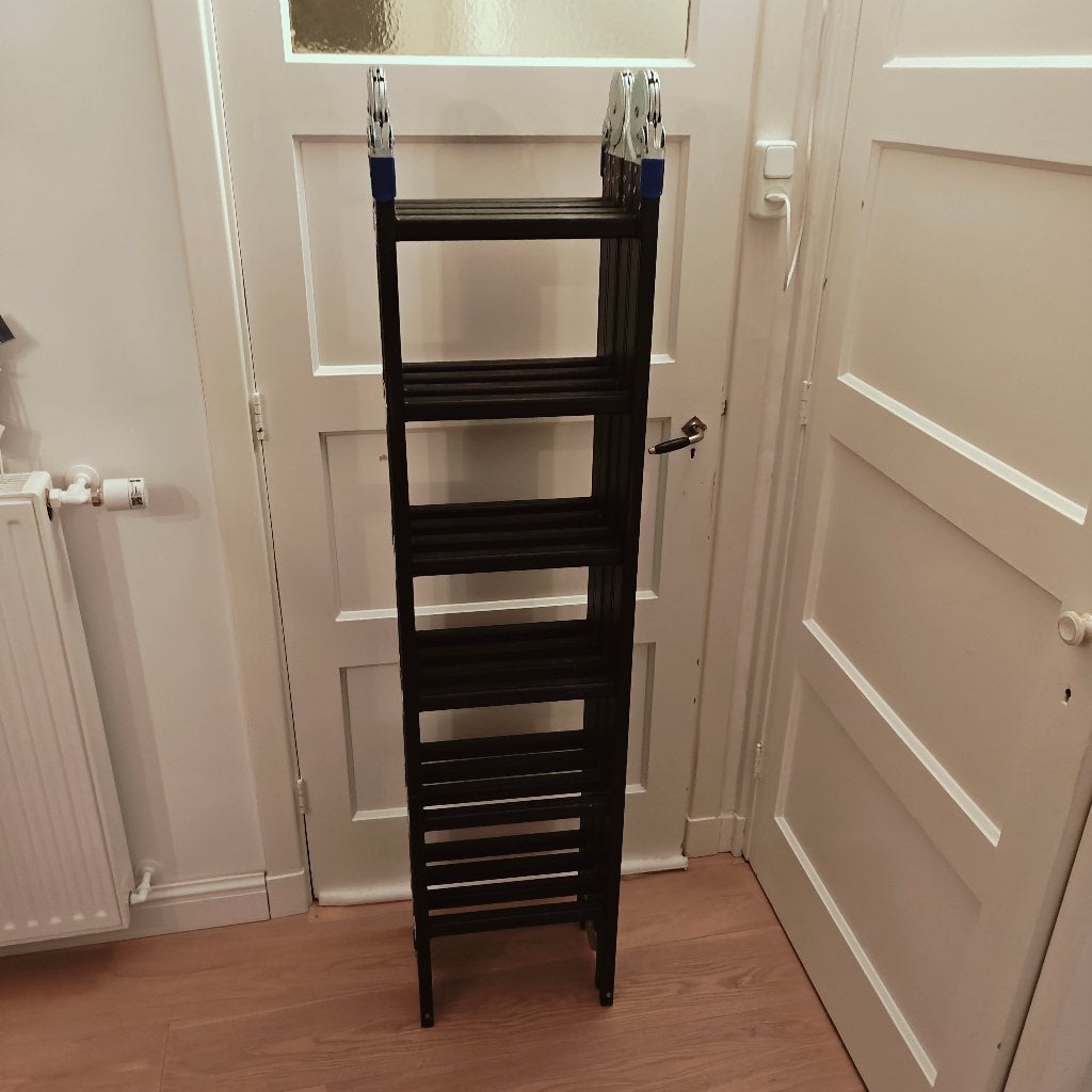 ALDORR vouwladder PROFESSIONAL 4 x 6 treden, 6,2m + slipmat, Ophalen, Zo goed als nieuw, Ladder, 4 meter of meer