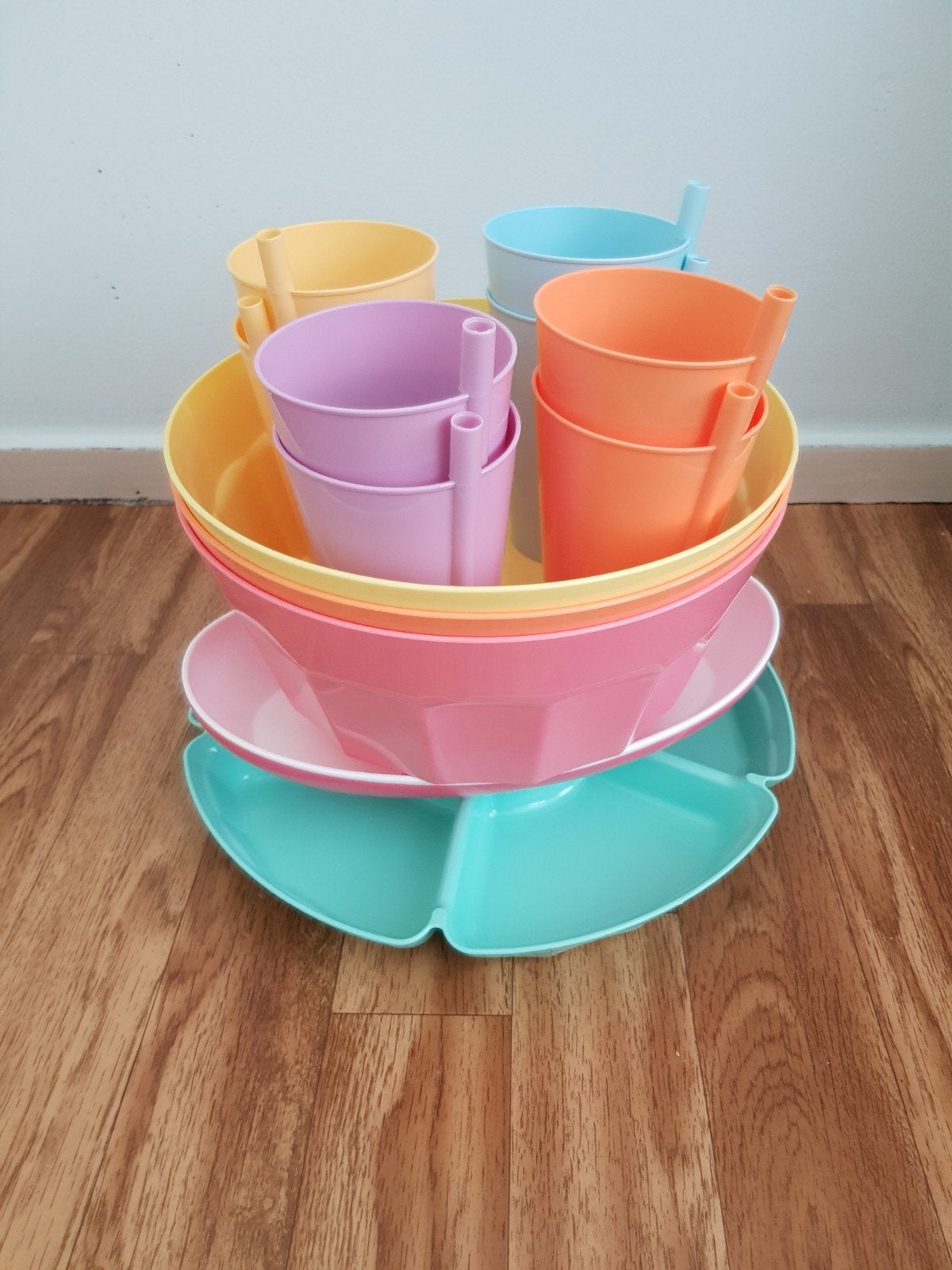 snack bakjes pick nick set oranje geel roze paars turquoise, Huis en Inrichting, Keuken | Tupperware, Ophalen of Verzenden, Nieuw