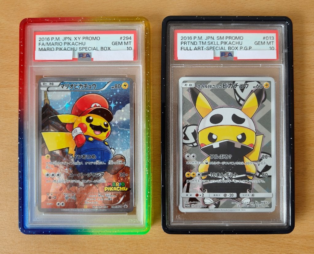 Mario Pikachu & Team Skull Pikachu PSA 10, Ophalen, Nieuw, Losse kaart, Foil