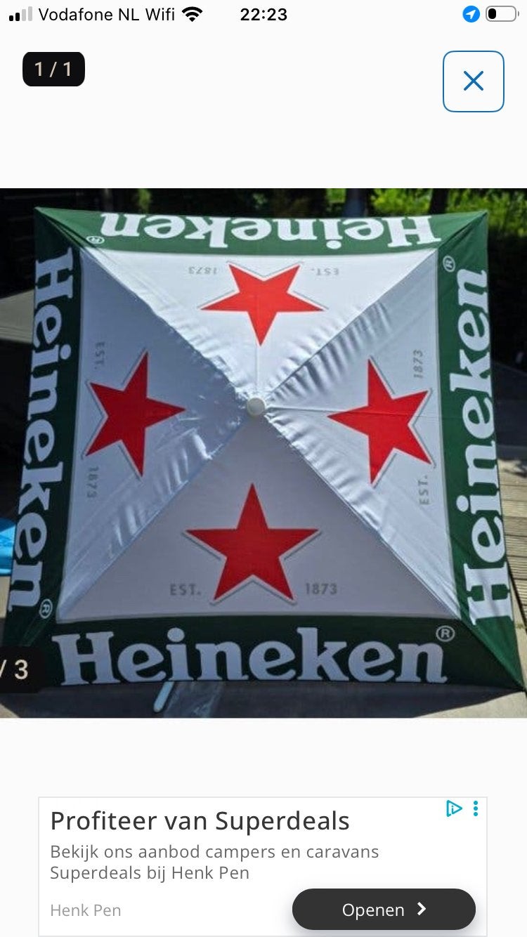 Heineken parasol nieuw in verpakking, Ophalen, Nieuw, Gebruiksvoorwerp