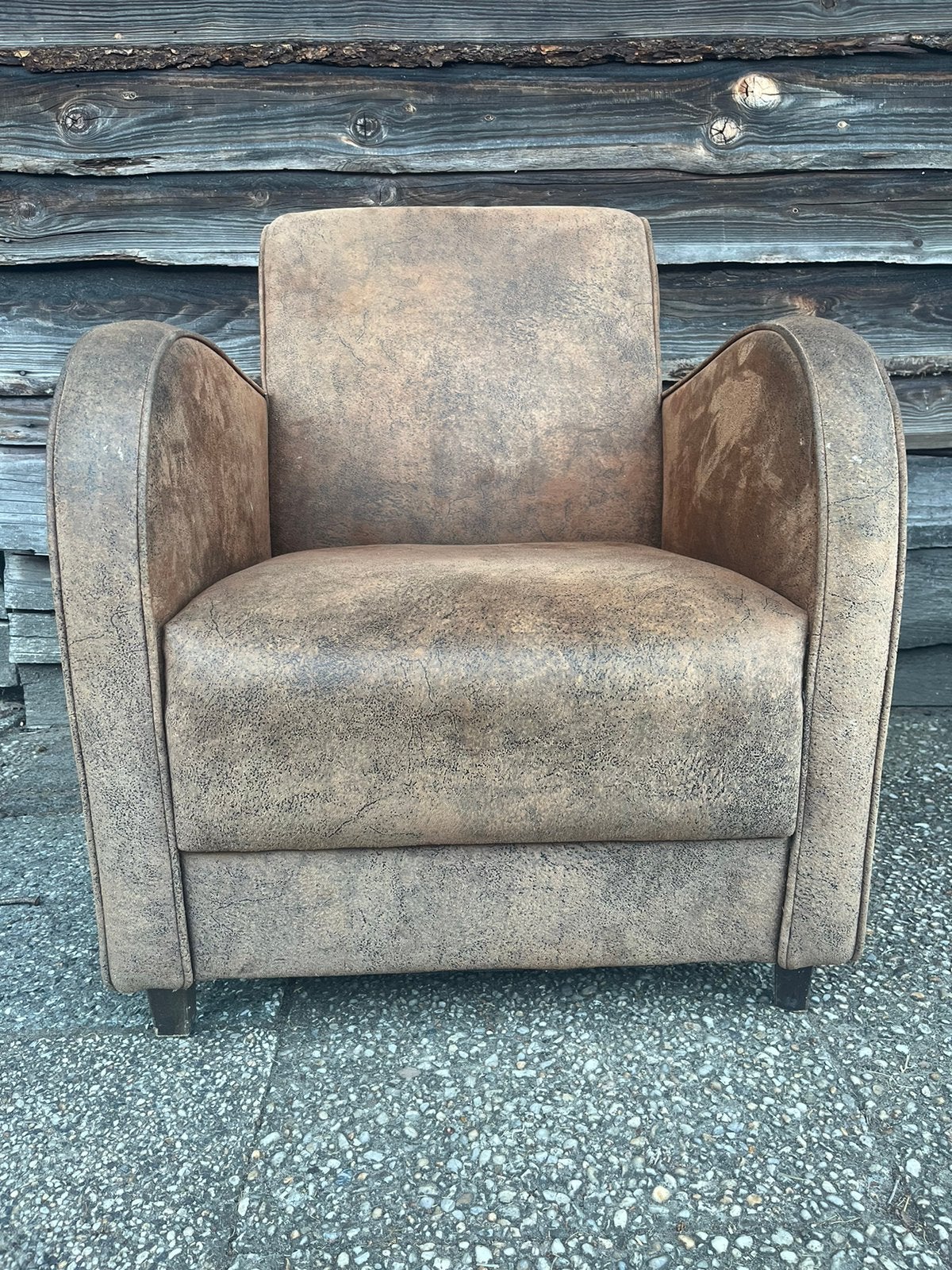 2 cognac-kleurige fauteuils : gratis , moeten nu weg!, Ophalen, Gebruikt, 75 tot 100 cm, Stof